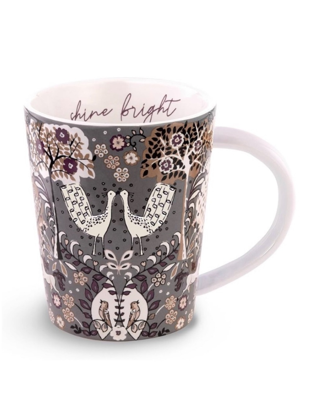 Vera Bradley Ceramic Gift Mug in Enchantment Neutral 16 Ounces, 5.4”W x 4.75”H